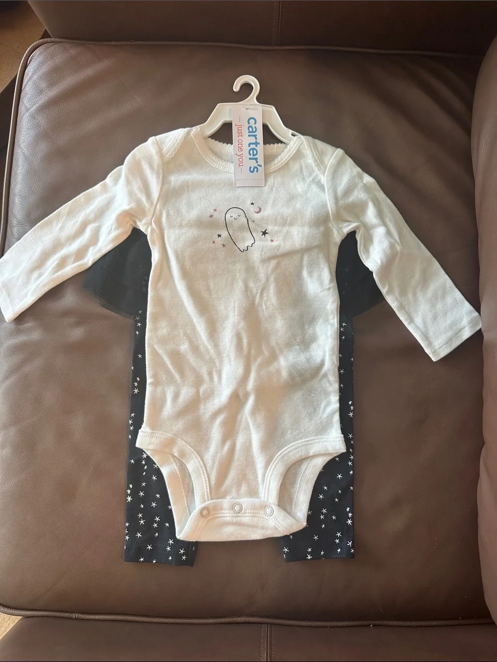 Carter's Orange Pumpkin Hooded Baby Romper & White Ghost Bodysuit Set